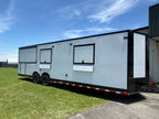 8.5X30TA White Concession Gullwing Porch Trailer