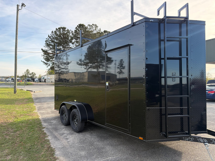 7x16TA Black Enclosed Work Trailer — image 1 of 9