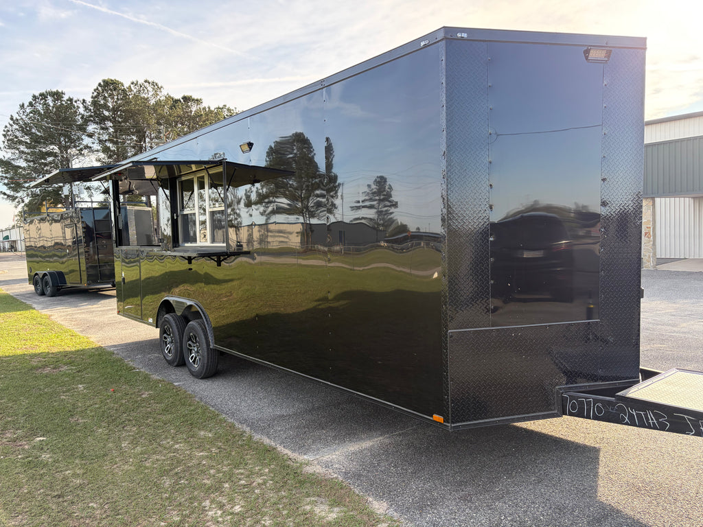 8.5X24TA3 Black Gullwing Porch Trailer