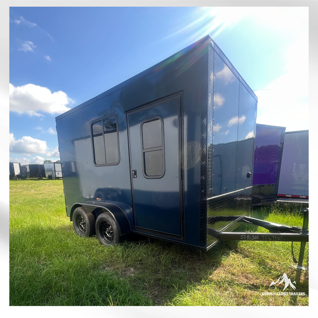 7X12TA Indigo Blue Dog Grooming Trailer