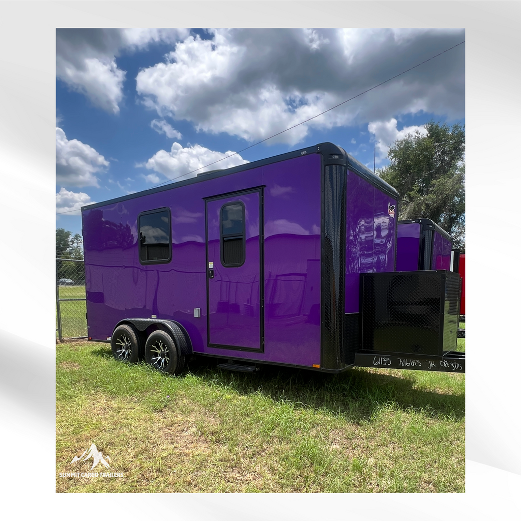 7X16TA Purple Dog Grooming Trailer