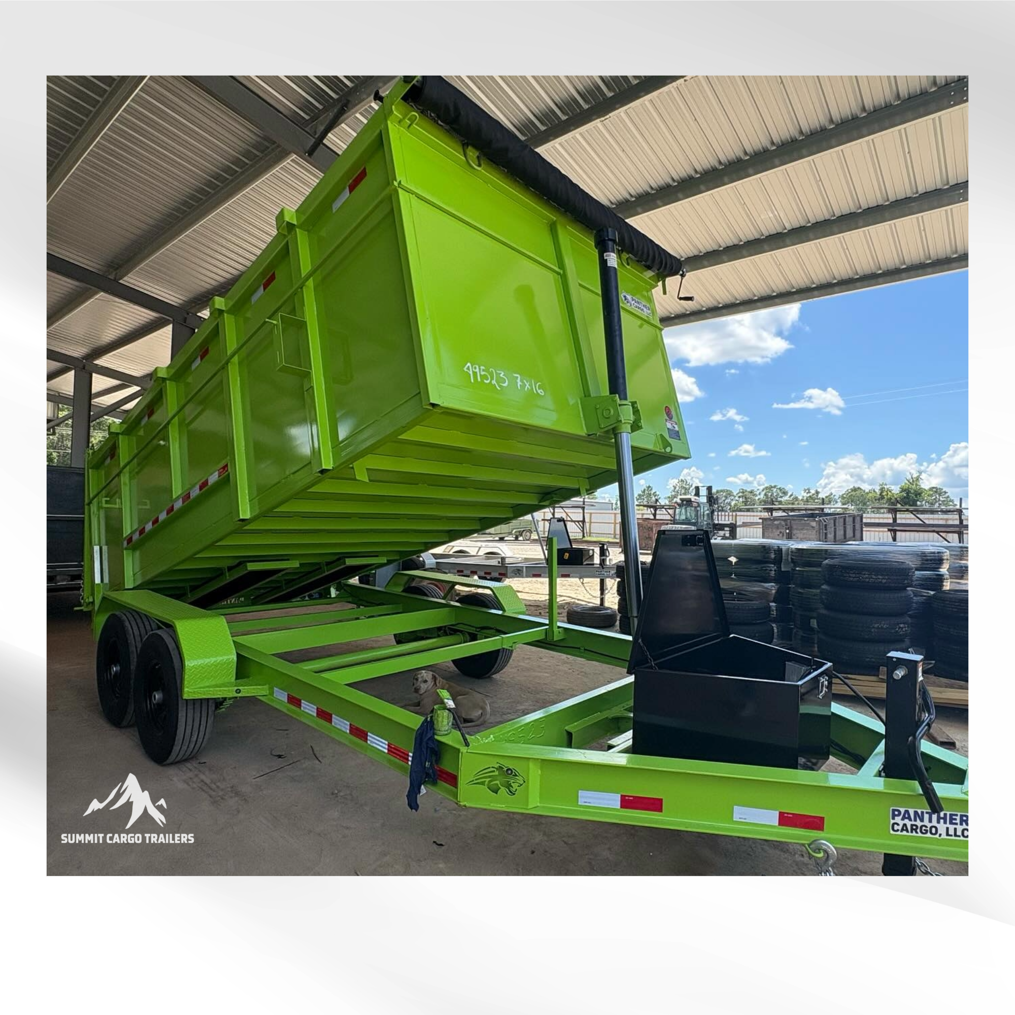 7X16TA Lime Green Dump Trailer