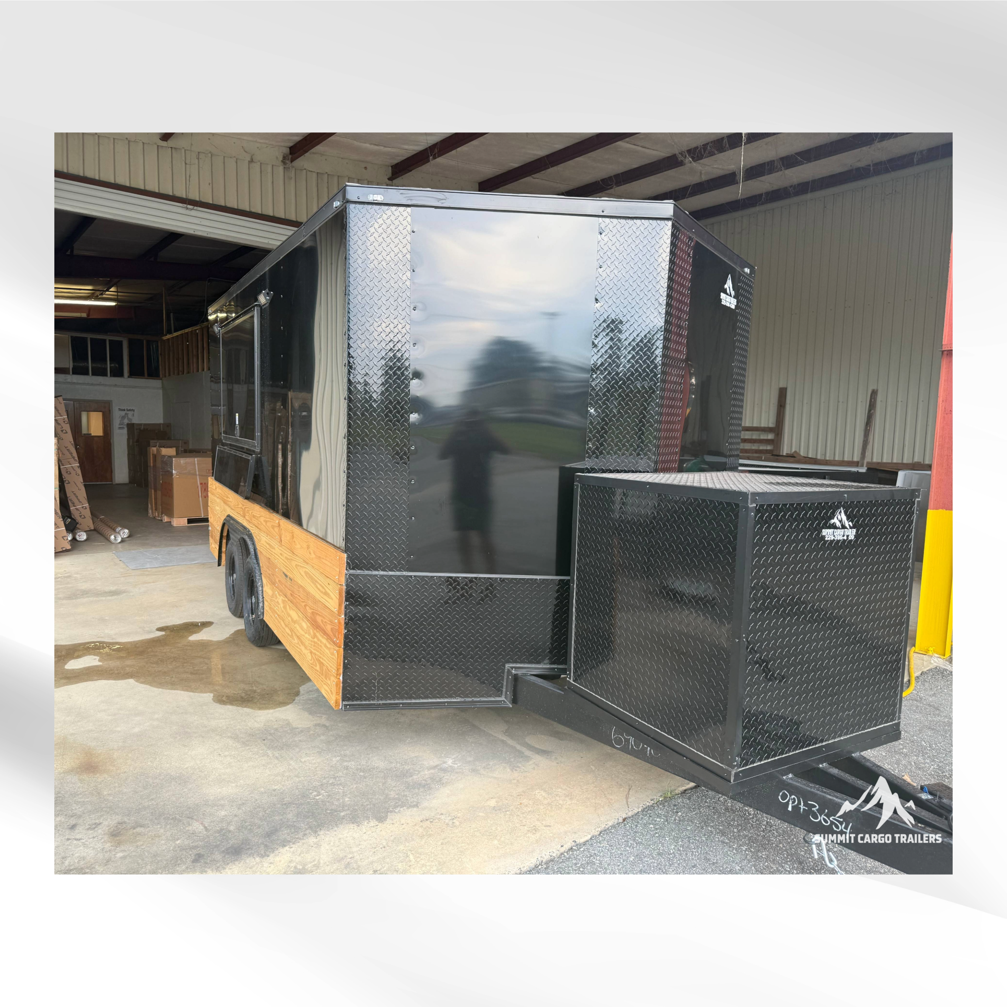 8.5x14TA Black & Wood Siding Coffee Trailer