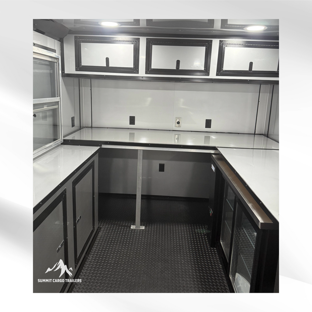 8.5x14TA Black & Wood Siding Coffee Trailer