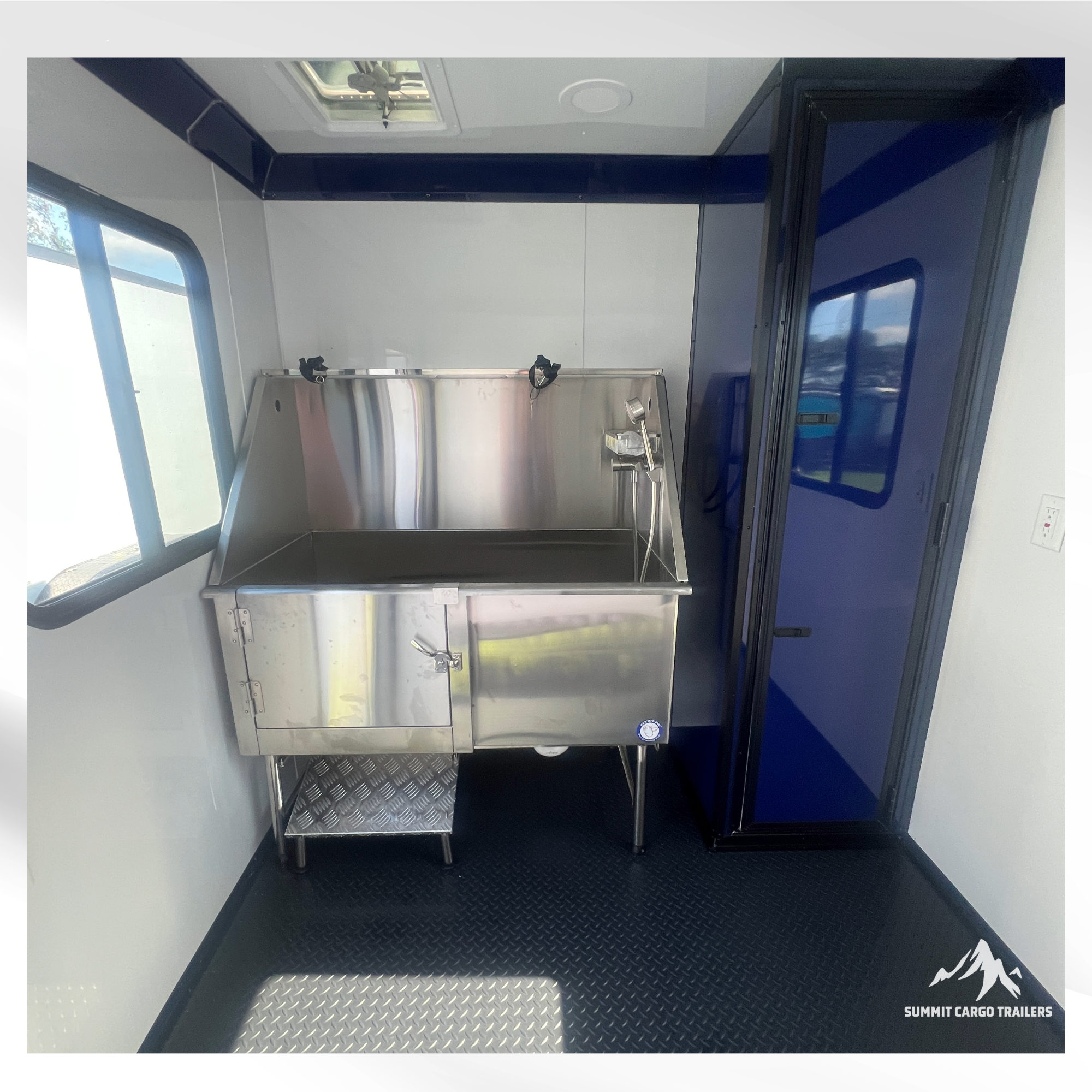 7X12TA Indigo Blue Dog Grooming Trailer