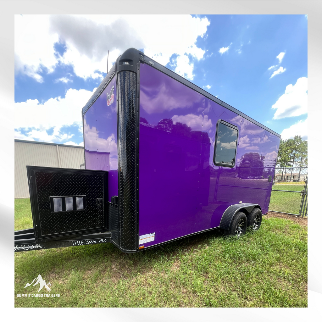 7X16TA Purple Dog Grooming Trailer