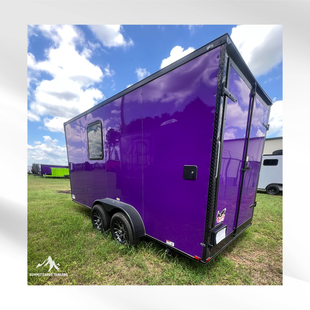 7X16TA Purple Dog Grooming Trailer