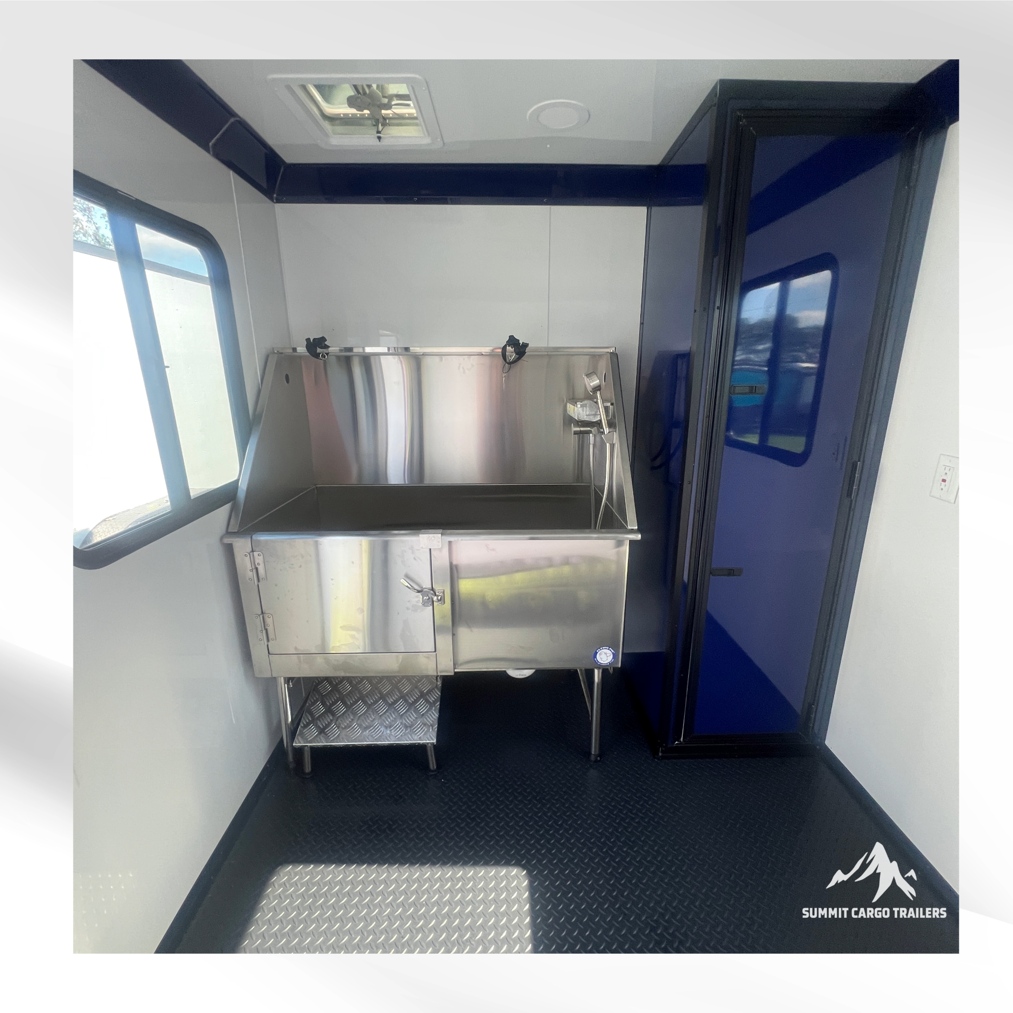 7X12TA Indigo Blue Dog Grooming Trailer