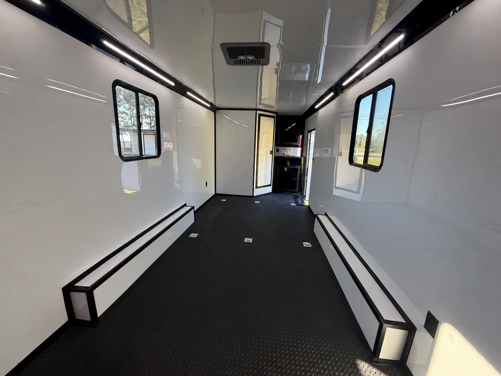 8.5x24TA  Black Race Ready Trailer | Full Bathroom