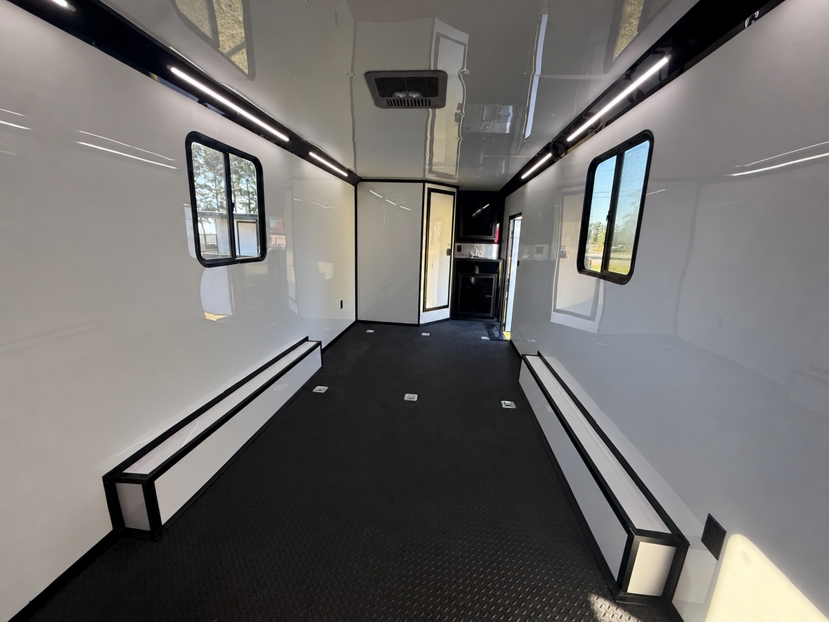 8.5x24TA  Black Race Ready Trailer | Full Bathroom