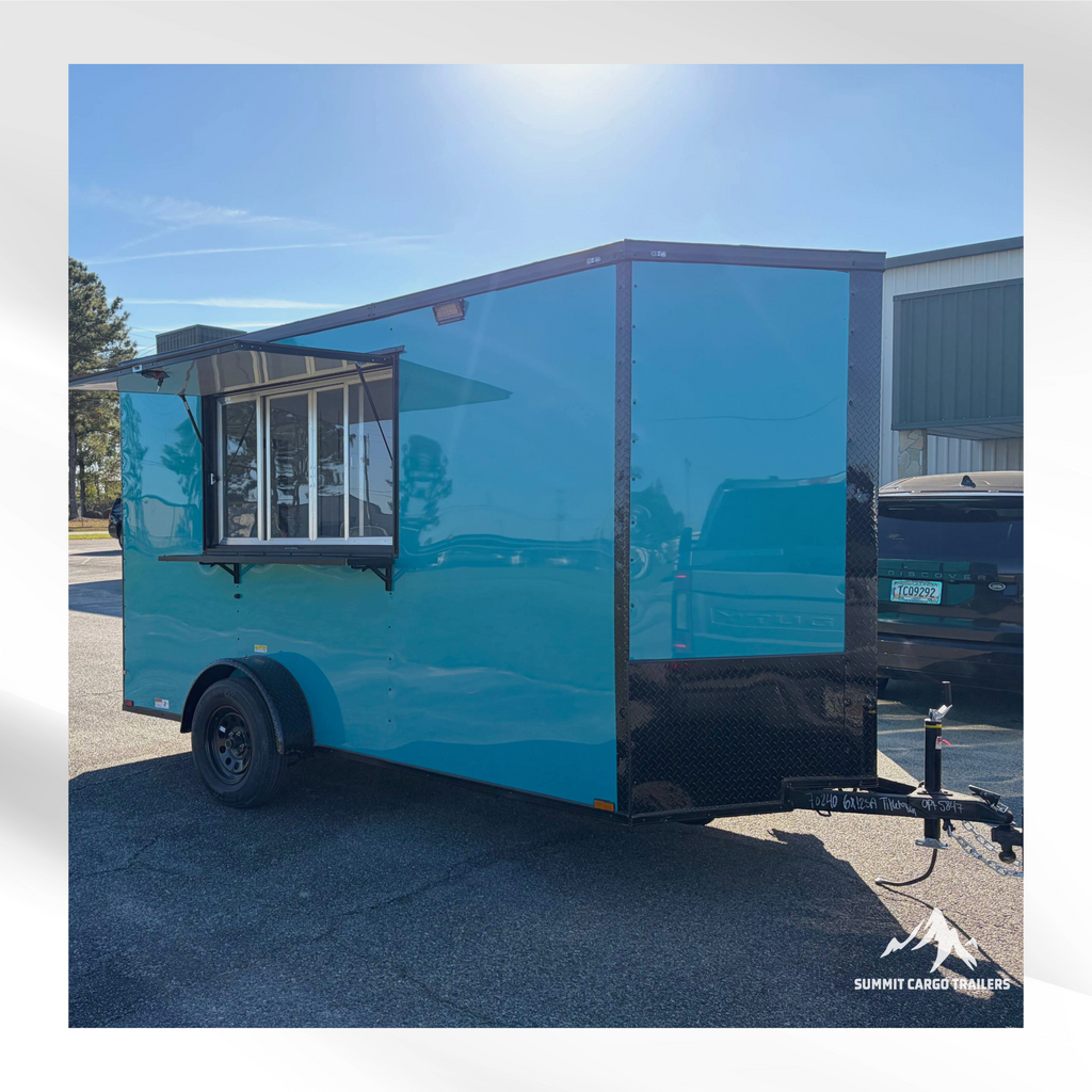 6X12TA Water Blue Concession Trailer