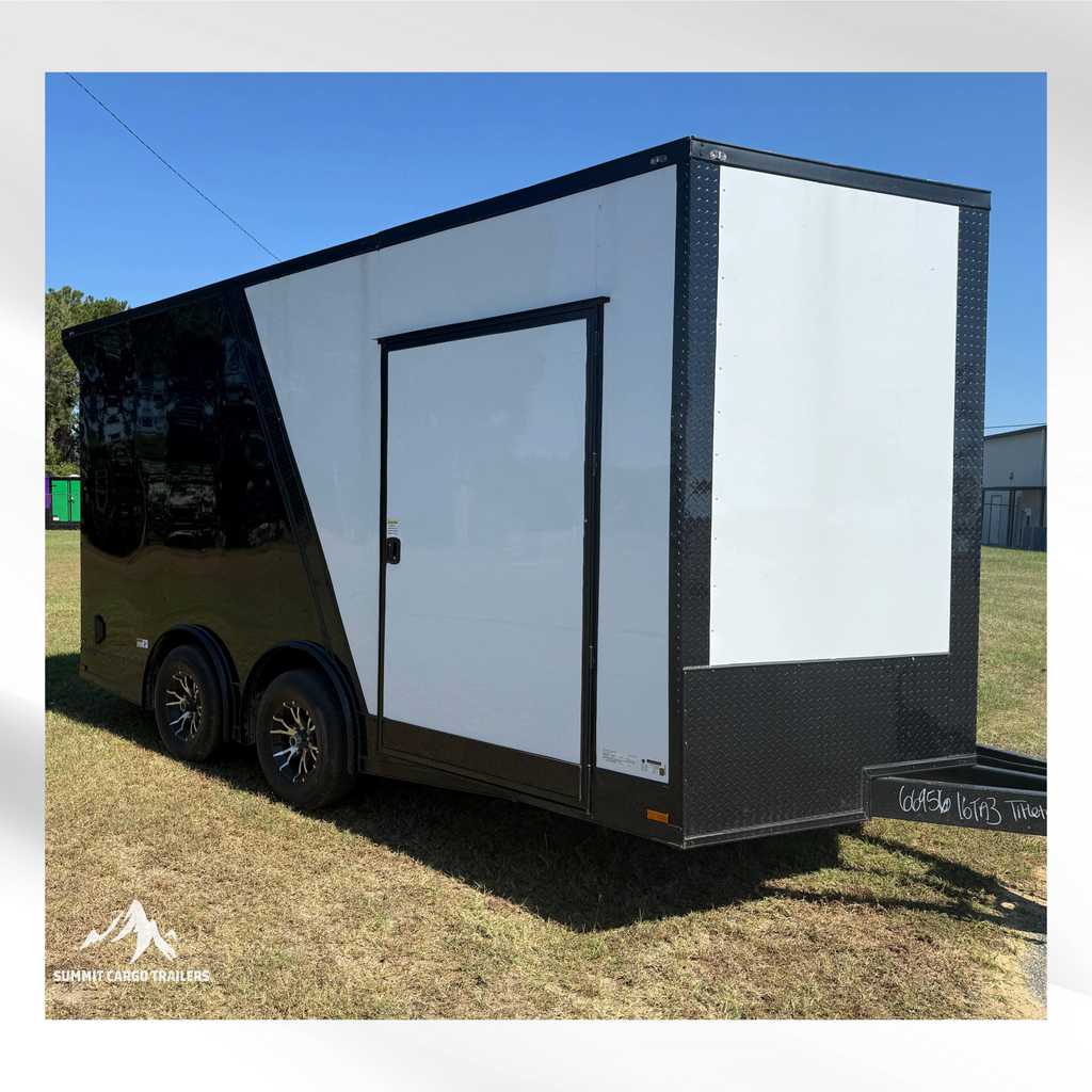 8.5X16TA3 Black & White Car Hauler Trailer