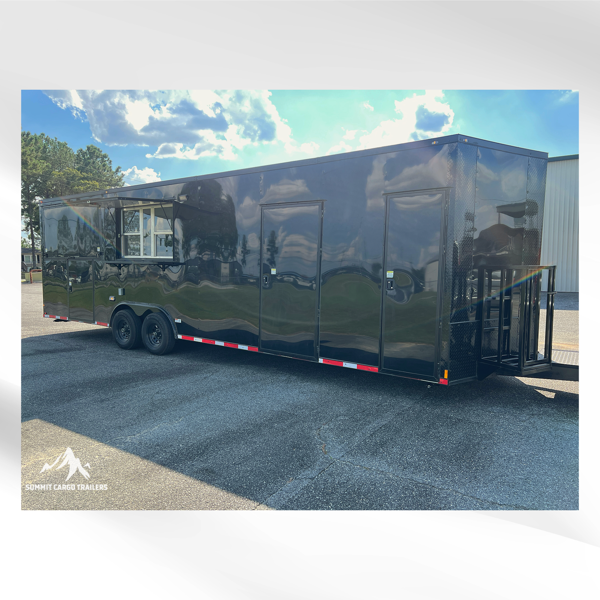 8.5X28TA Black Concession Gullwing Porch Trailer
