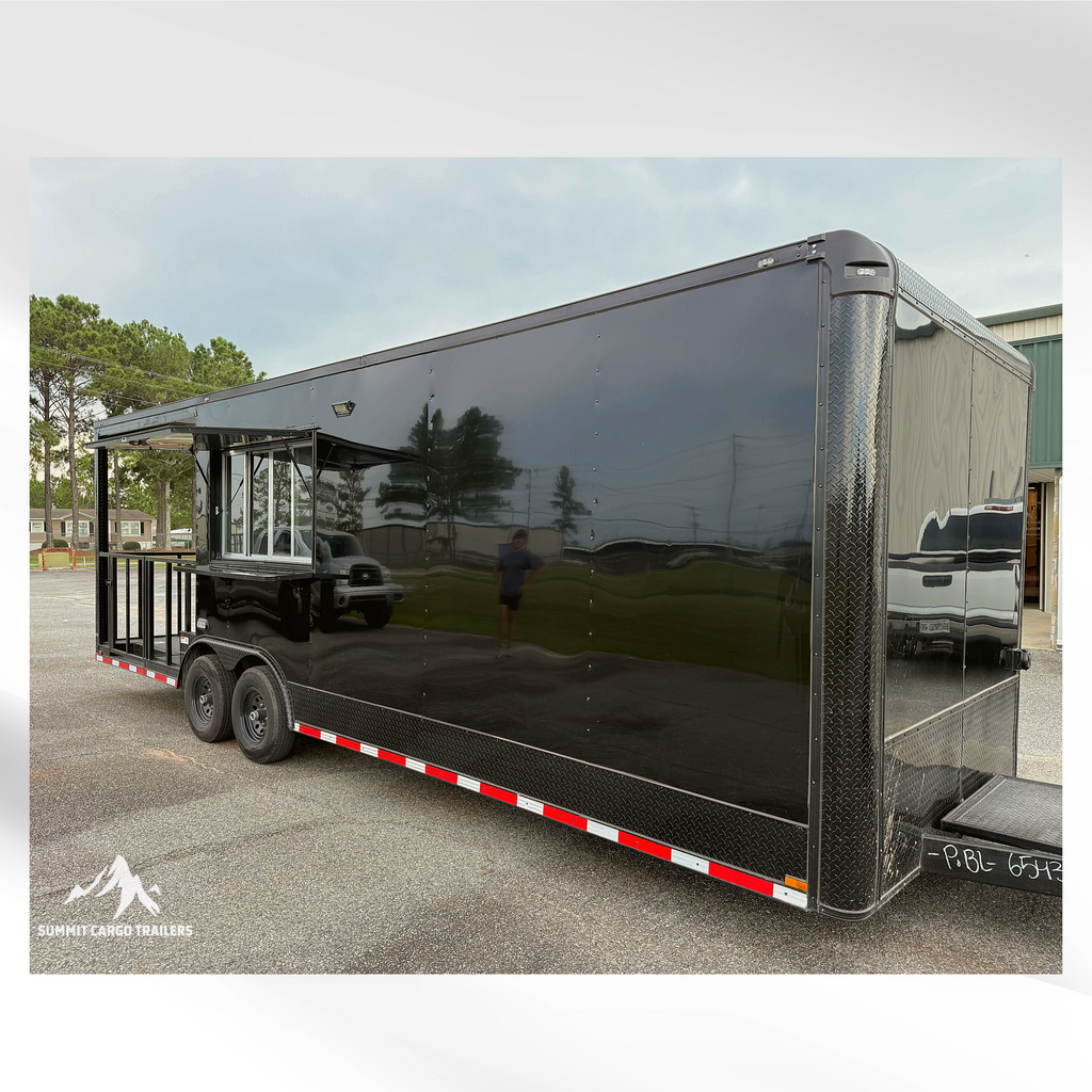 8.5X26TA Black Concession Porch Trailer