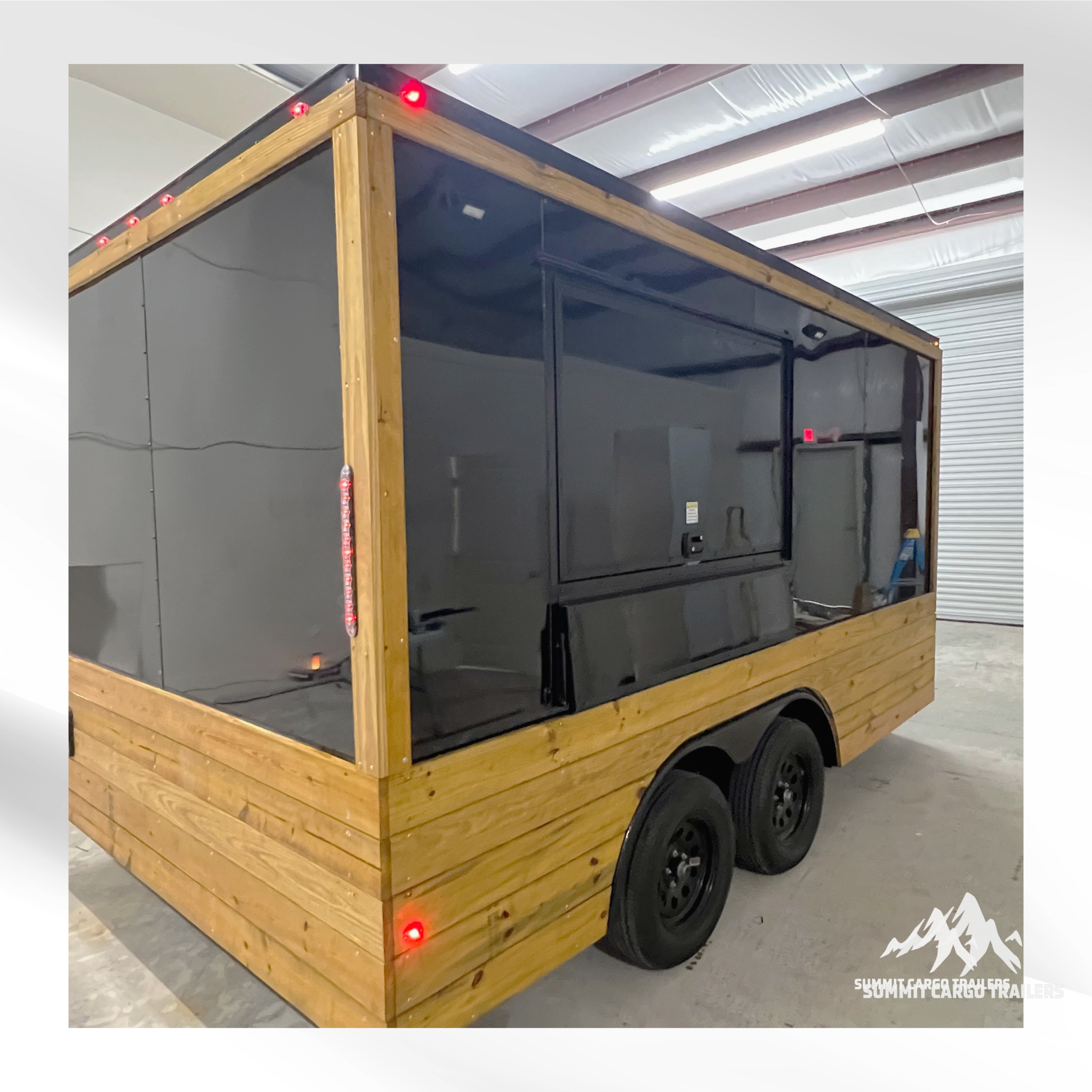 8.5X14TA Black & Wood Siding Concession Trailer