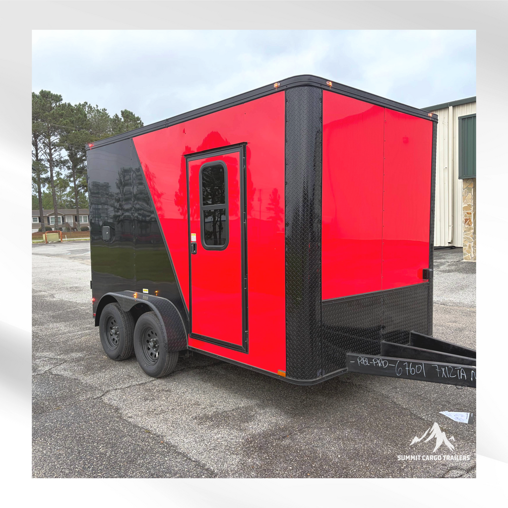 7X12TA Red & Black Pet Grooming Trailer