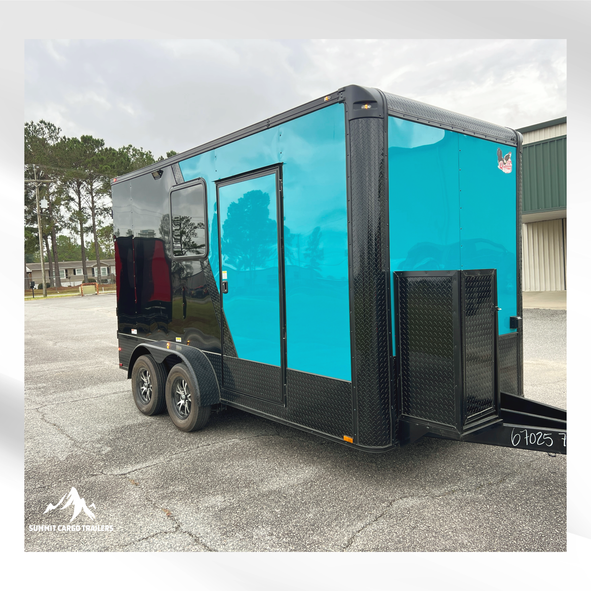 7X14TA Water Blue & Black Pet Grooming Trailer