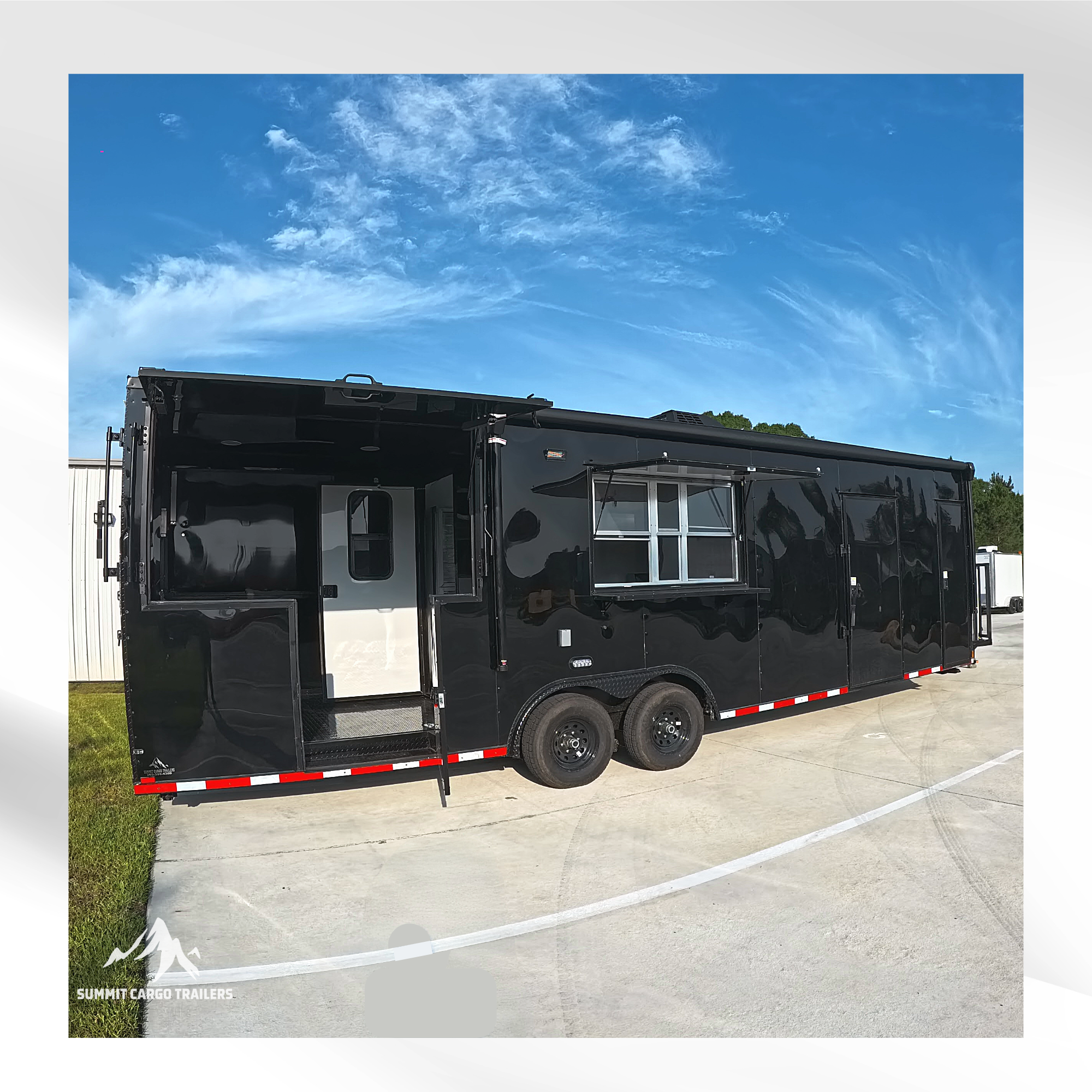 8.5X28TA Black Concession Gullwing Porch Trailer