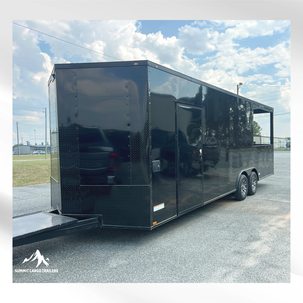 8.5X24TA3 Black Concession Porch Trailer