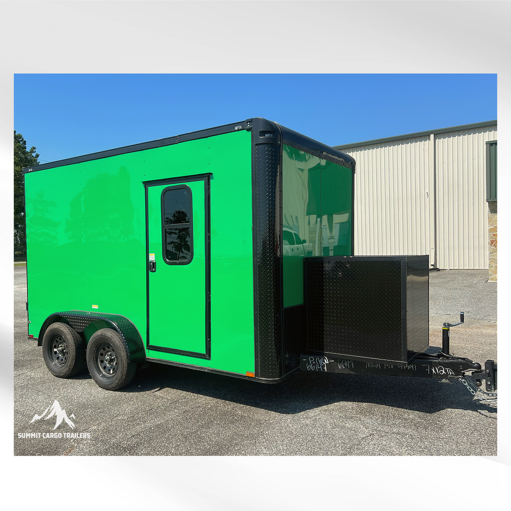 7x12TA Lime Green Dog Grooming Trailer