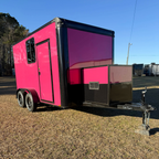 7X14TA Pink Pet Grooming Trailer