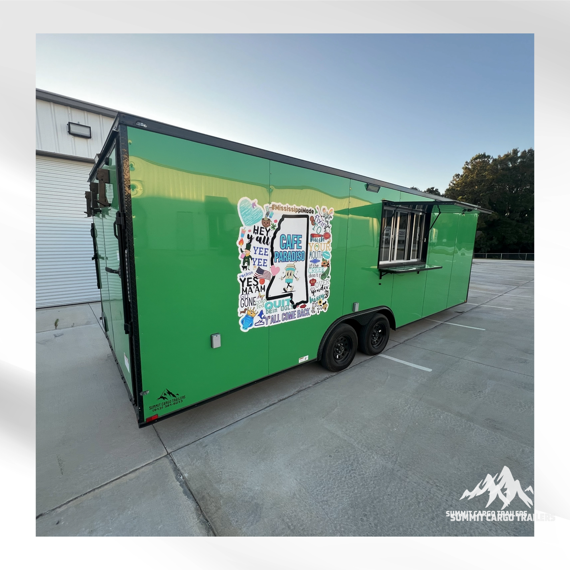 8.5X24TA Green Concession Trailer (Coffee/Beverage)