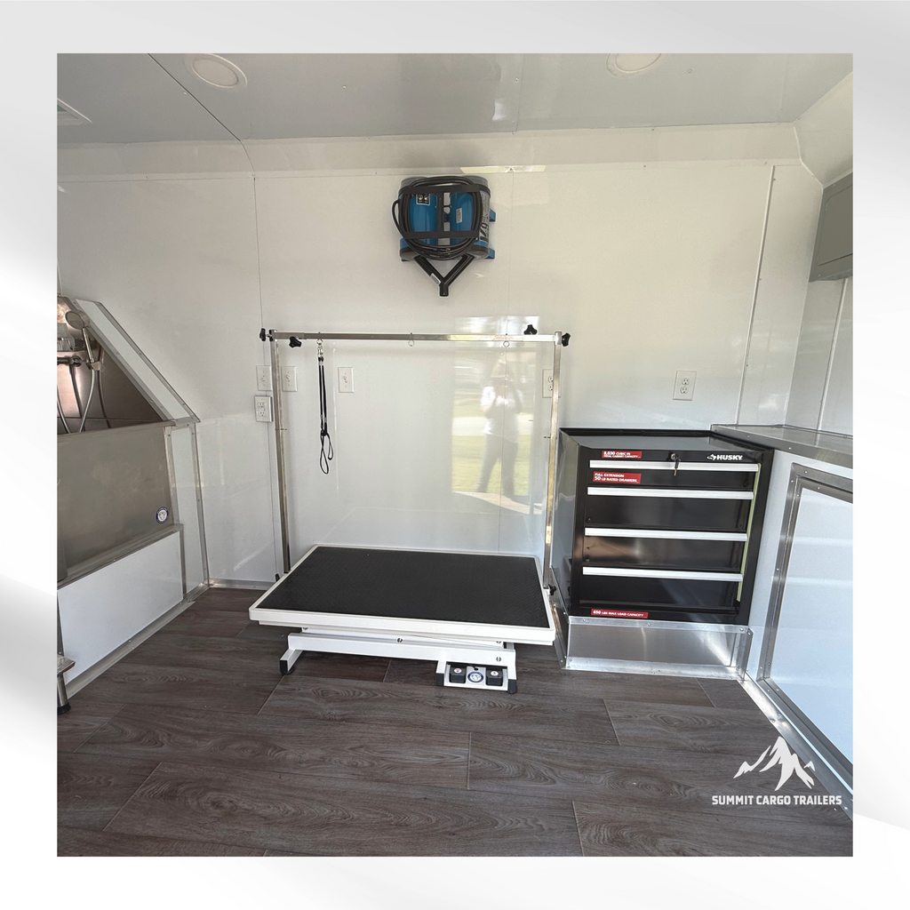 7x14TA White Pet Grooming Trailer