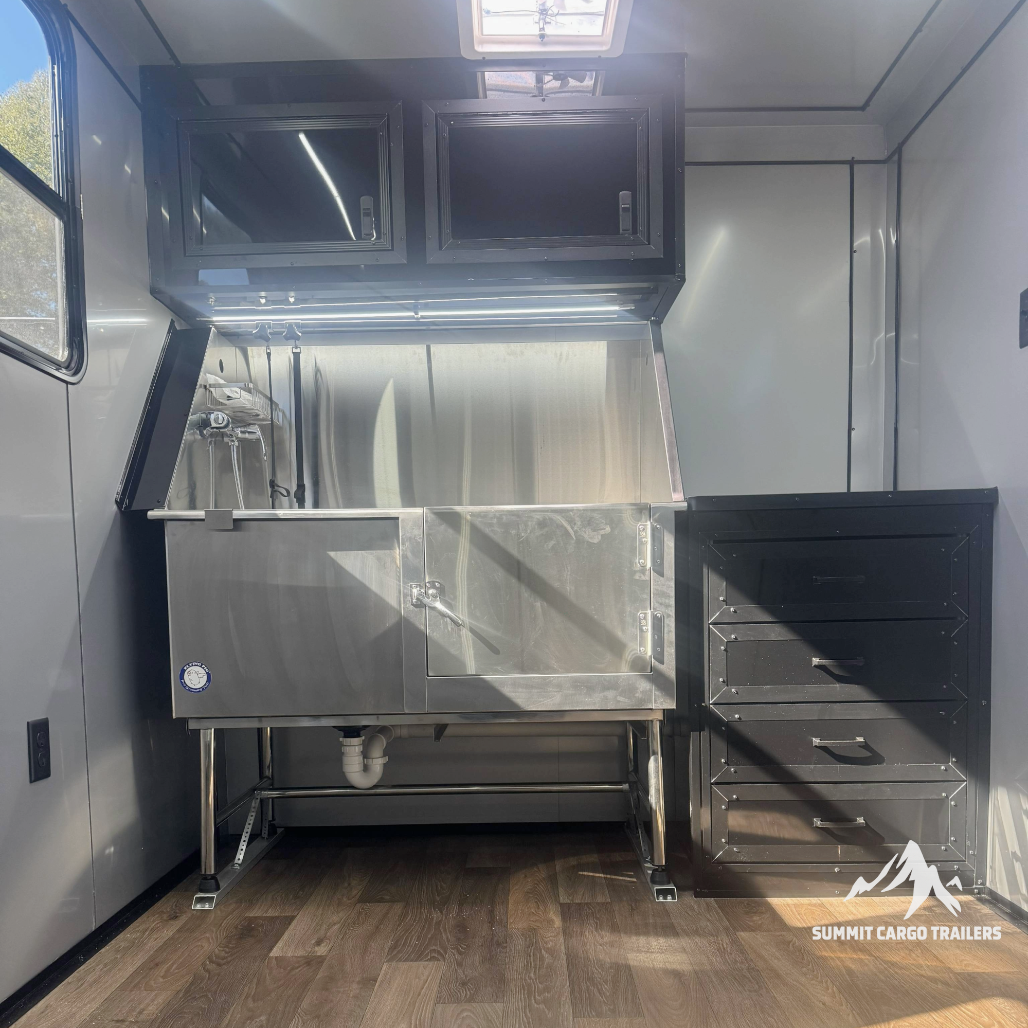 7X14TA Water Blue & Black Pet Grooming Trailer