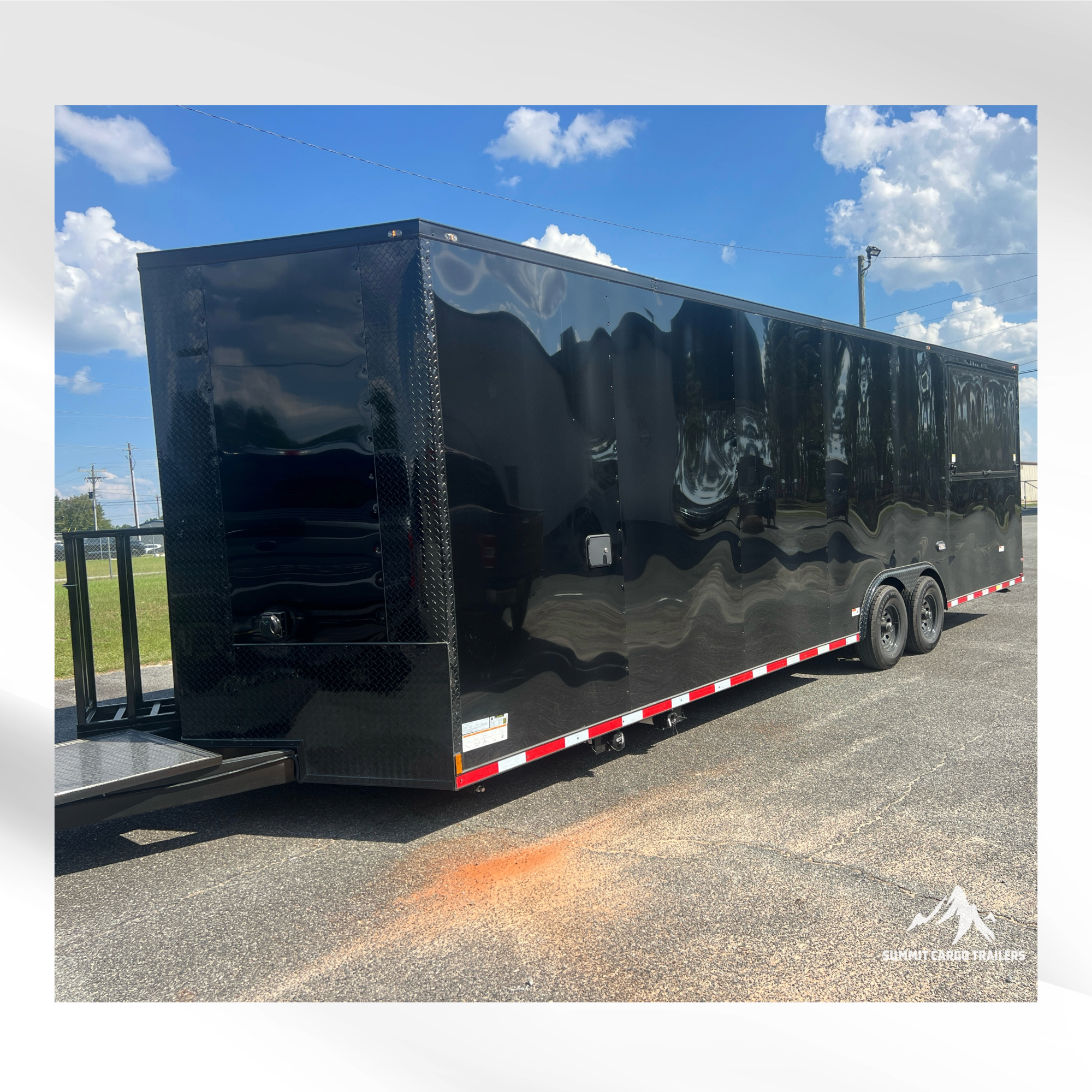 8.5X28TA Black Concession Gullwing Porch Trailer