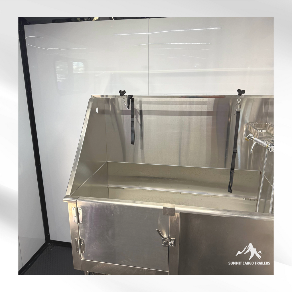 7X12TA Red & Black Pet Grooming Trailer