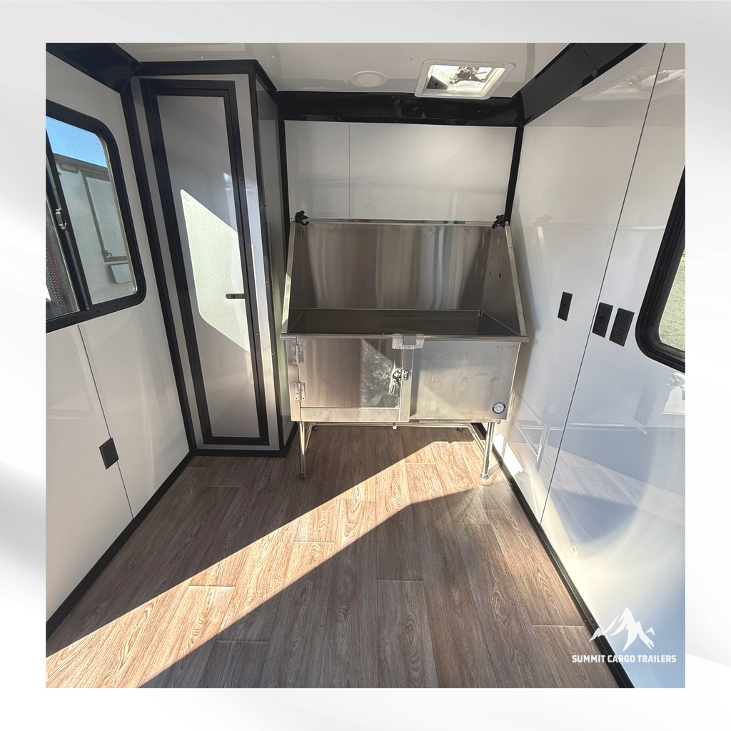 7X14TA Pink Pet Grooming Trailer