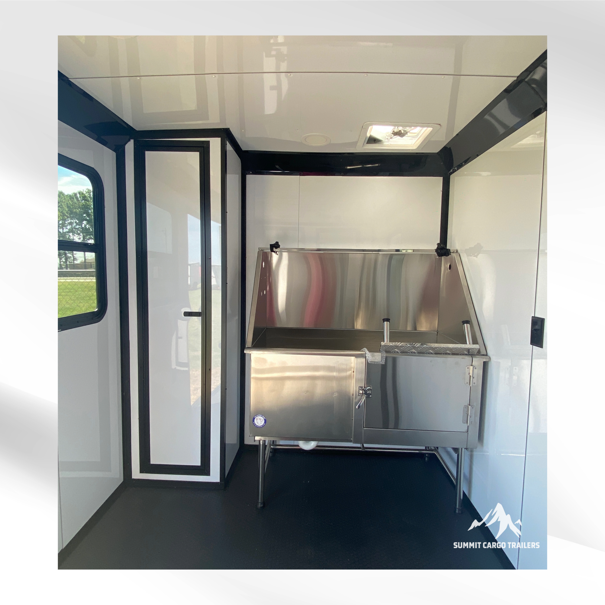 7X14TA Lime Green Pet Grooming Trailer
