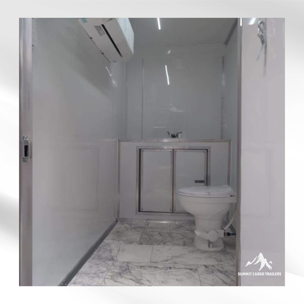 8.5X12SA White Mobile Bathroom Trailer