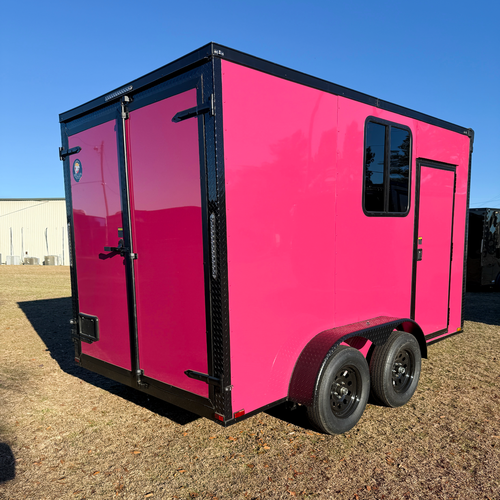 7X14TA Pink Pet Grooming Trailer