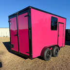 7X14TA Pink Pet Grooming Trailer