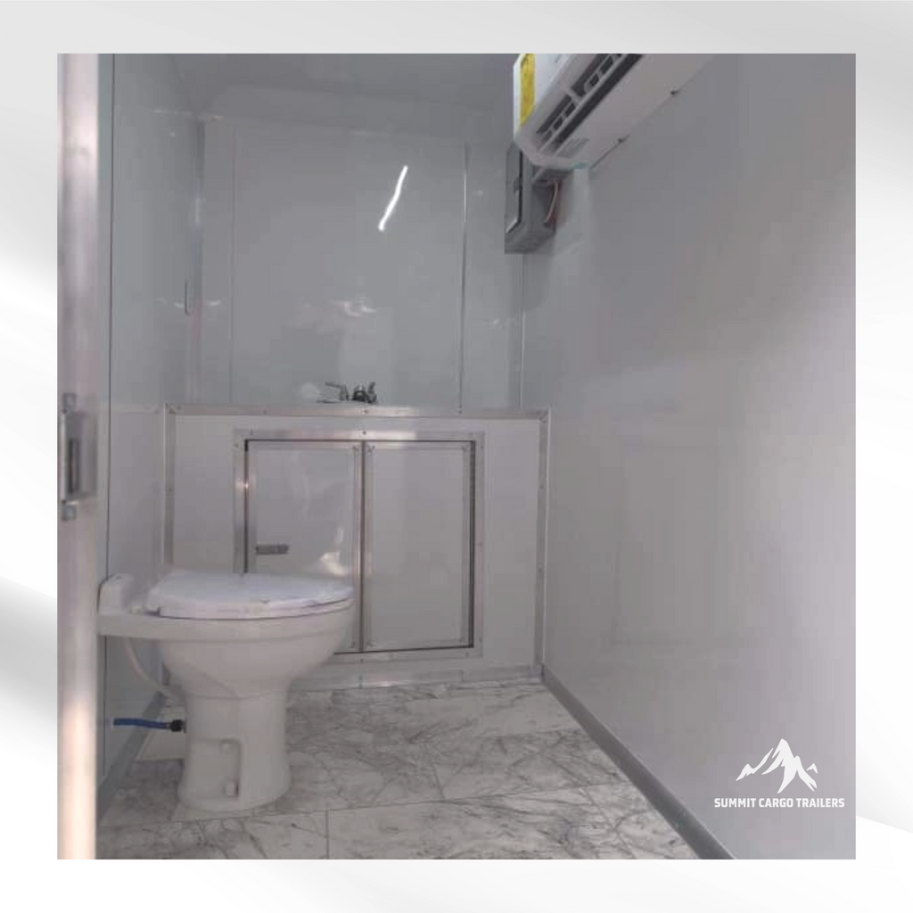 8.5X12SA White Mobile Bathroom Trailer
