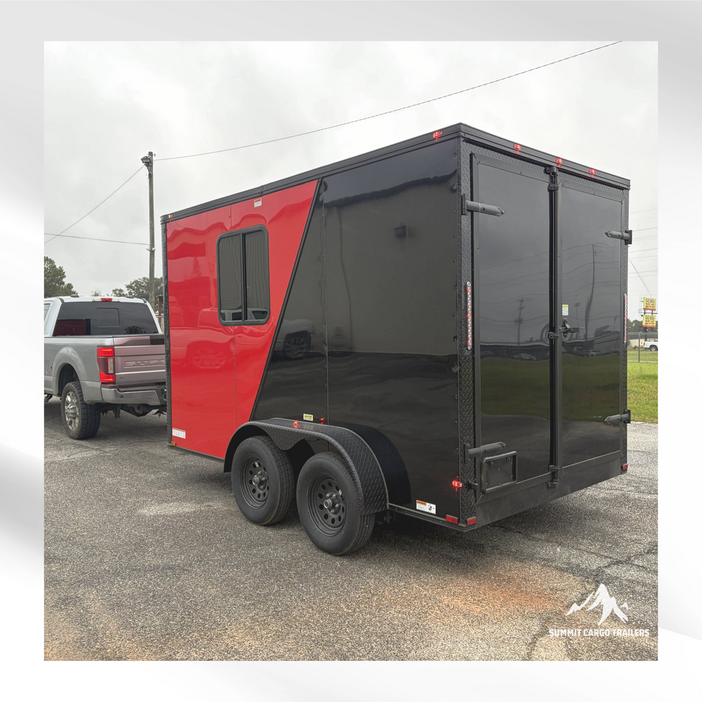 7X12TA Red & Black Pet Grooming Trailer