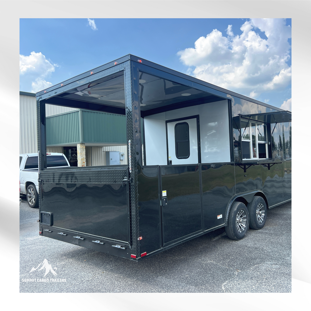 8.5X24TA3 Black Concession Porch Trailer