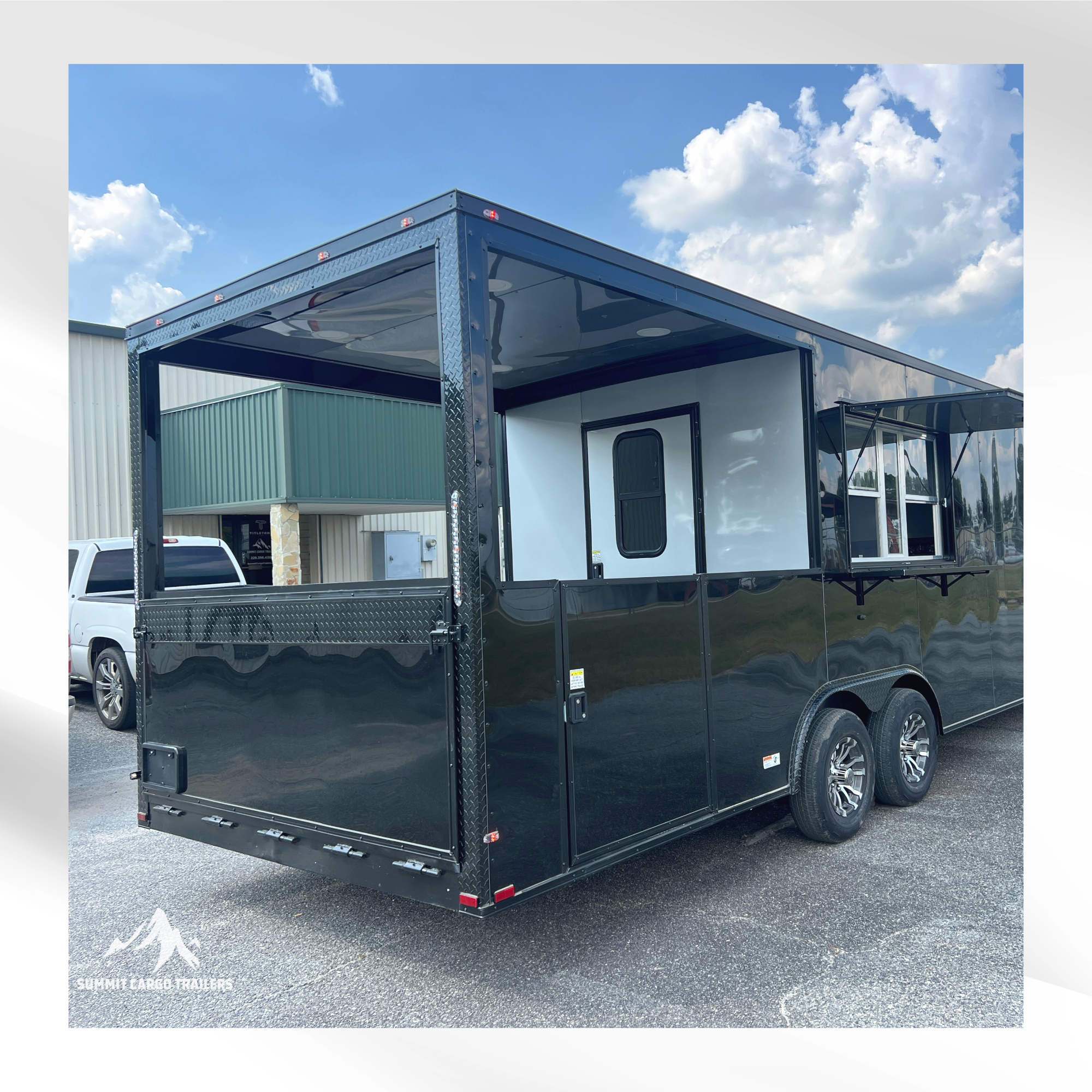 8.5X24TA3 Black Concession Porch Trailer