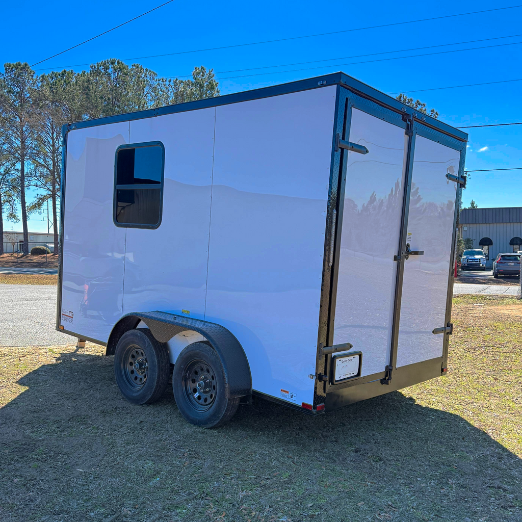 7X12TA White Dog Grooming Trailer