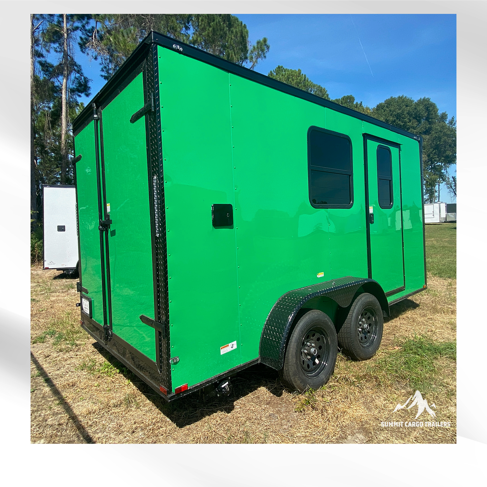 7X14TA Lime Green Pet Grooming Trailer