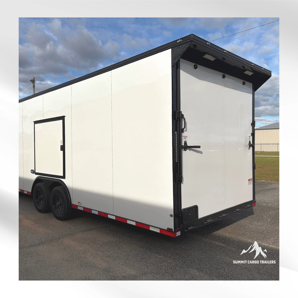8.5X28TA3 White Car Hauler Trailer