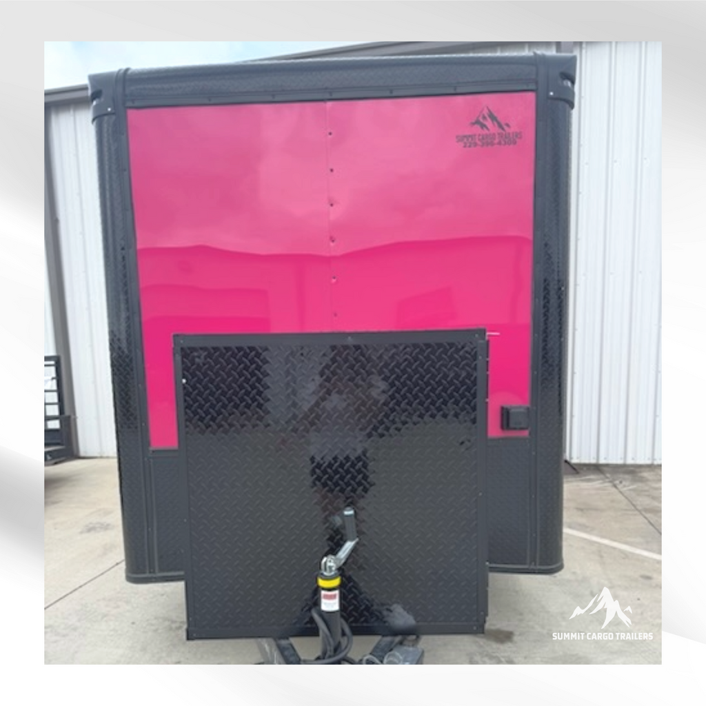 7X14TA Pink Pet Grooming Trailer
