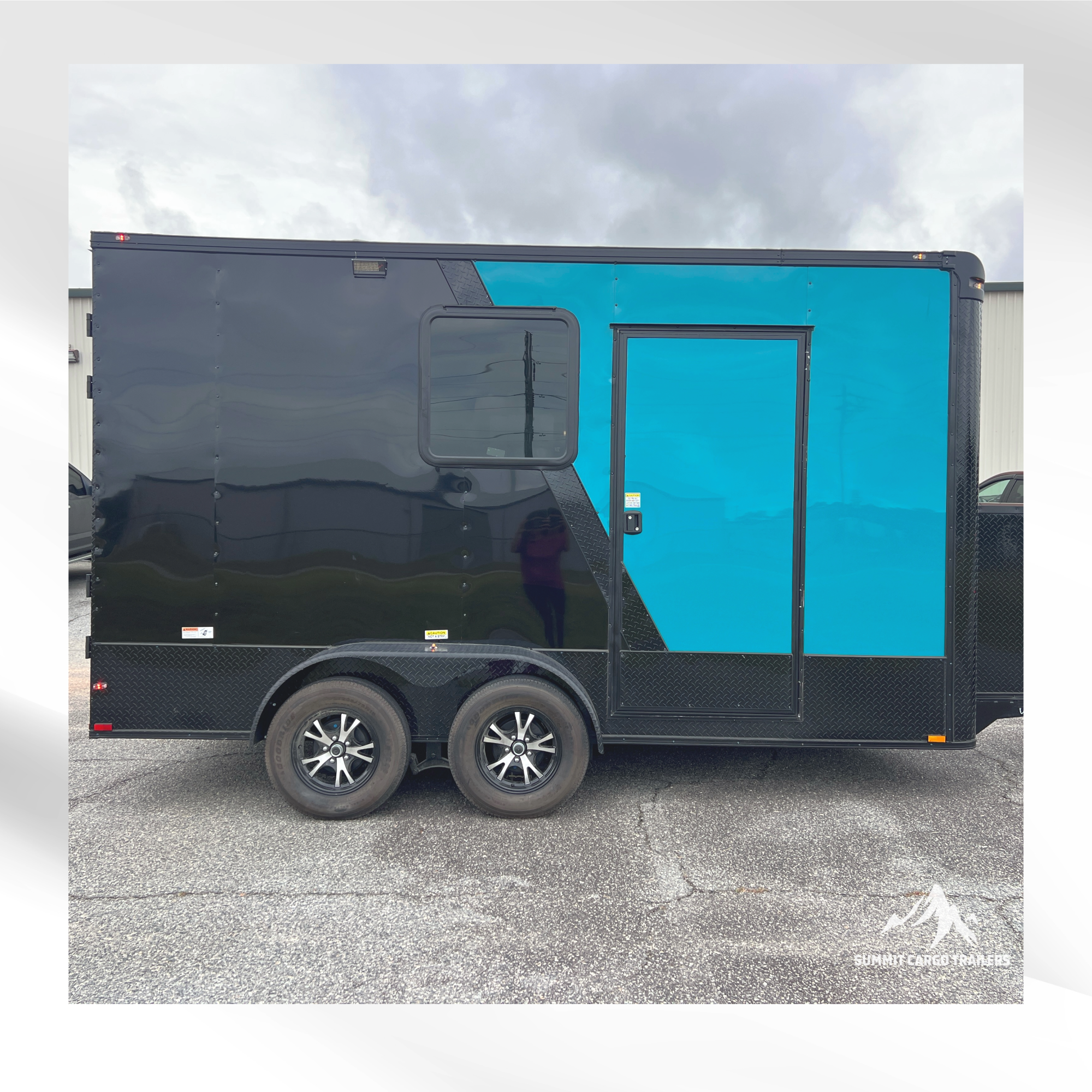 7X14TA Water Blue & Black Pet Grooming Trailer