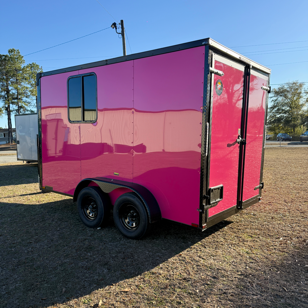 7X14TA Pink Pet Grooming Trailer