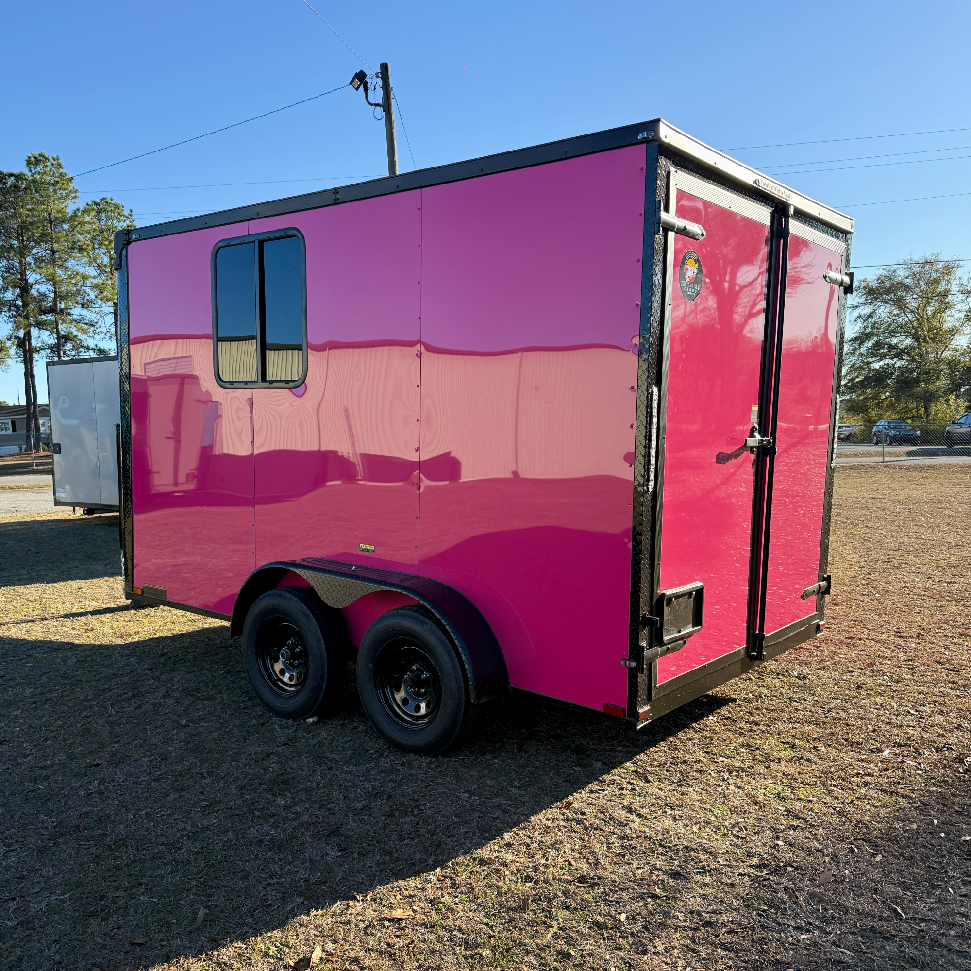 7X14TA Pink Pet Grooming Trailer