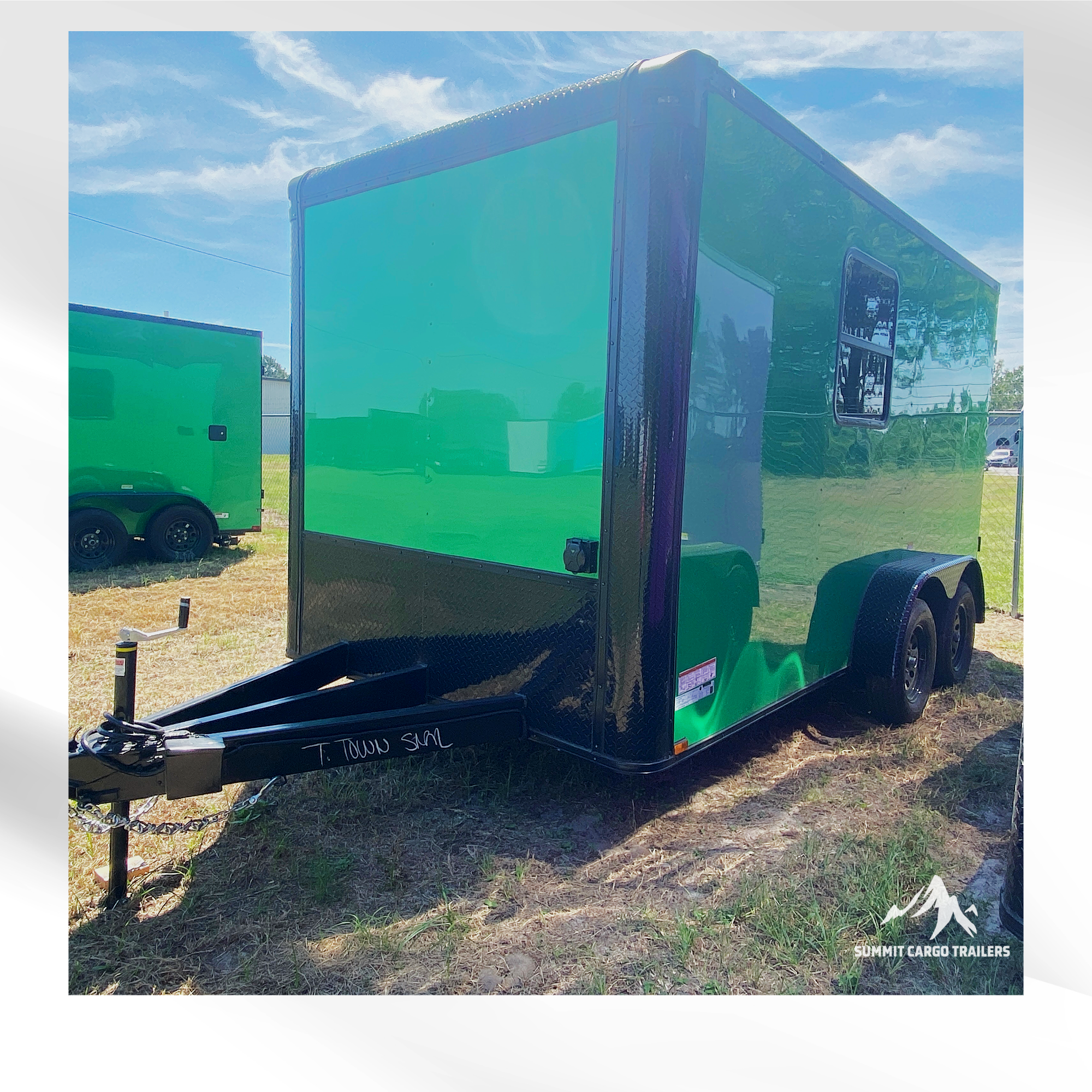 7X14TA Lime Green Pet Grooming Trailer