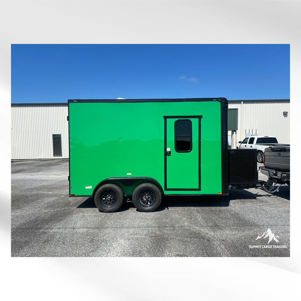 7x12TA Lime Green Dog Grooming Trailer
