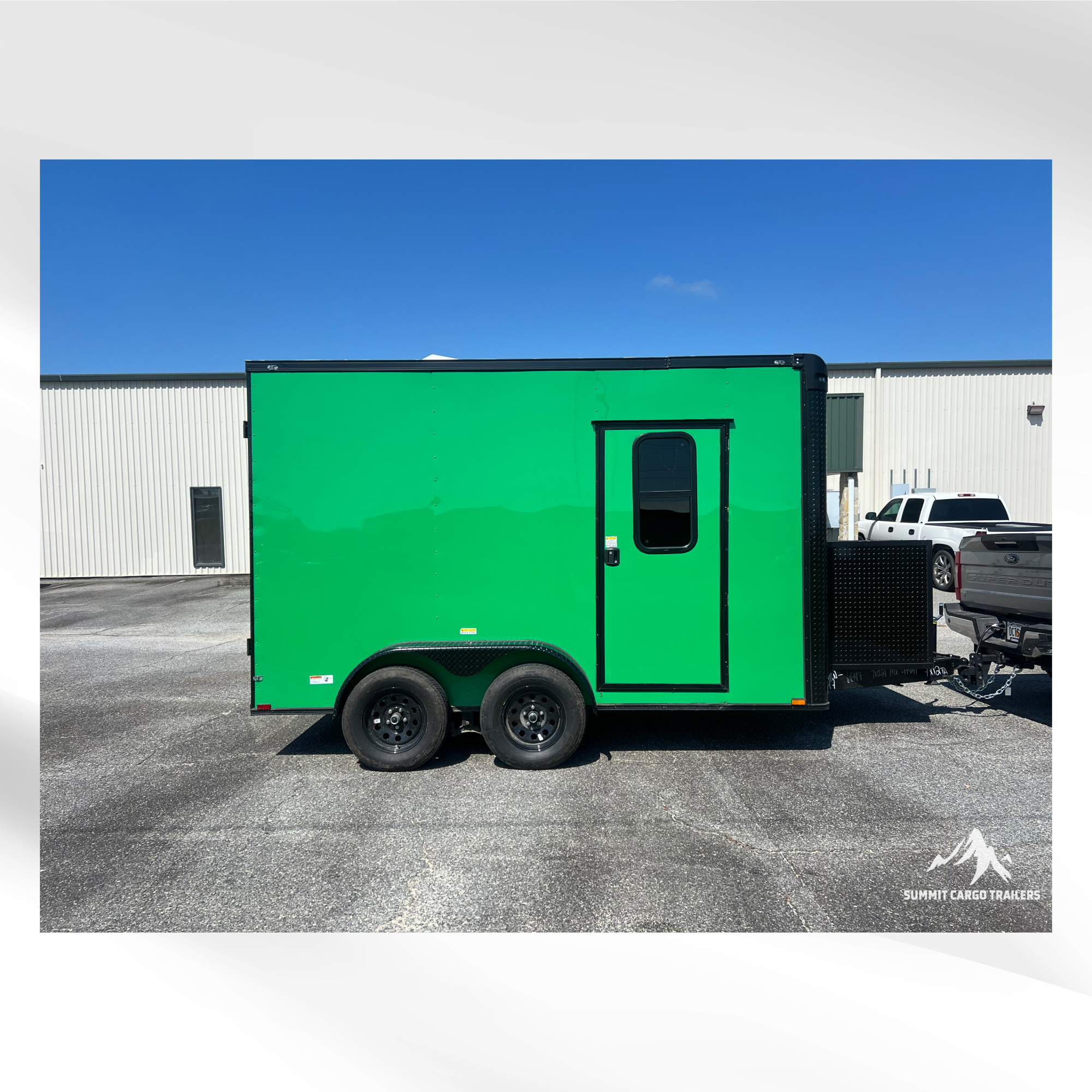 7x12TA Lime Green Dog Grooming Trailer