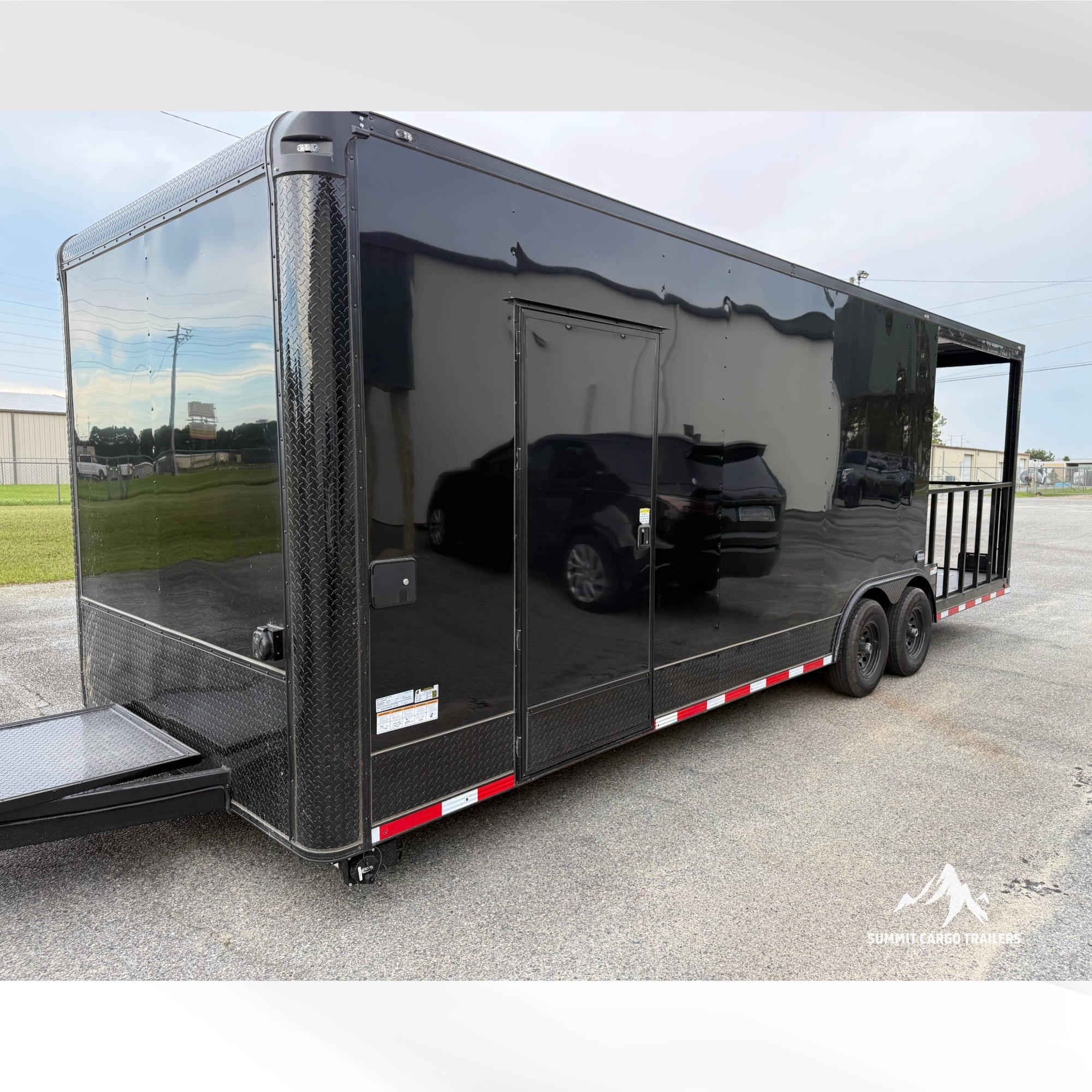 8.5X26TA Black Concession Porch Trailer